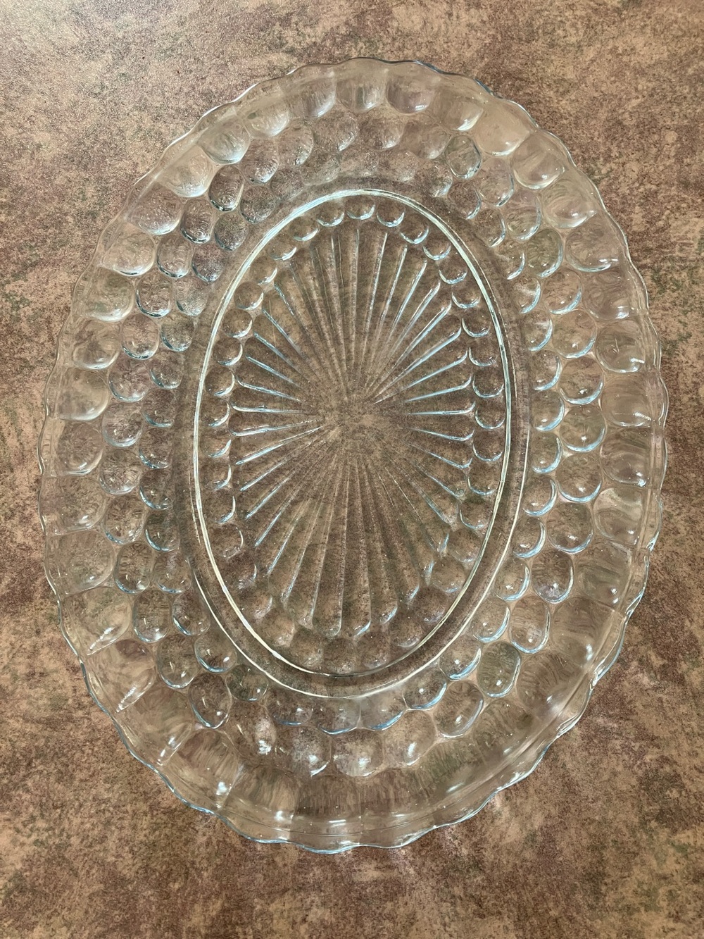 Vintage Anchor Hocking Sapphire Blue Bubble Glass Platter